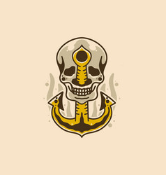 Vintage Design Of Anchor Stuck In The Skull