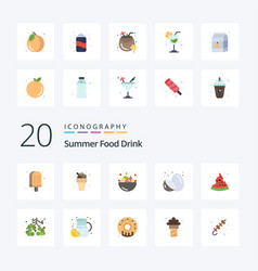 20 Summer Food Drink Flat Color Icon Pack Like