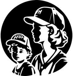 Baseball Mom - Black And White Isolated Icon