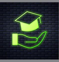 Glowing Neon Education Grant Icon Isolated On