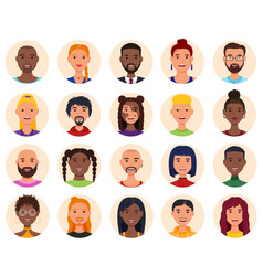 Set Of Smiling People Avatars Men And Women