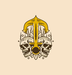 Vintage Design Of Anchor And Two Skulls