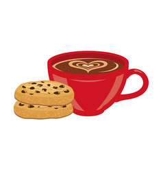 Cup Of Hot Coffee And Cookies Icon Set