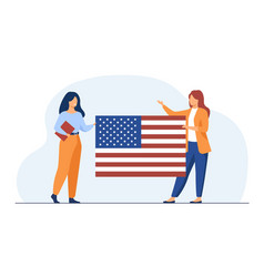 Two Women Holding Usa Flag