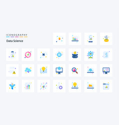 25 Data Science Flat Color Icon Pack