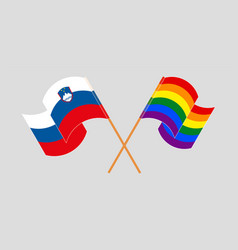 Crossed And Waving Flags Of Slovenia And Lgbtq