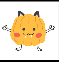 Pumpkin Character With Cat Ears And Paws