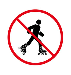 Ban Entry In Roller Skate Black Silhouette Icon