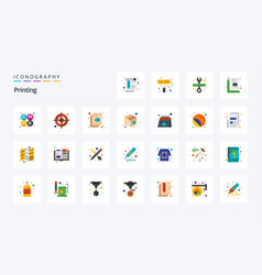 25 Printing Flat Color Icon Pack