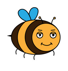 Cartoon Happy Bee Flying With Big Kind Eyes