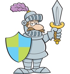 Cartoon knight holding a sword and a shield Vector Image