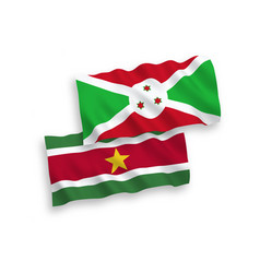 Flags Of Burundi And Republic Of Suriname On A