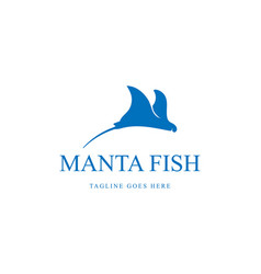 Silhouette Of Ocean Manta Ray Fish Logo Design