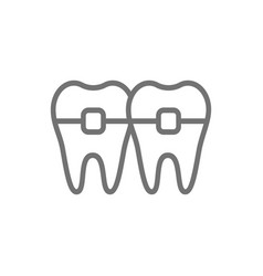 Teeth With Braces Orthodontics Brackets Line