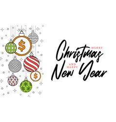 Money Christmas Greeting Card In Trendy Line