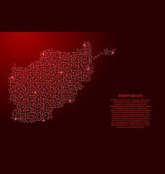 Afghanistan Map From Red Pattern Maze Grid