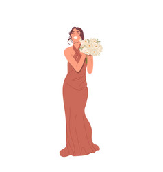 Happy Excited Bridesmaid Cartoon Character