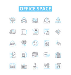 Office Space Line Icons Set Workplace