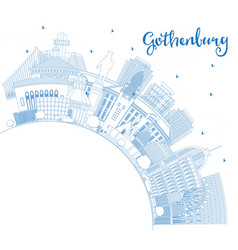 Outline Gothenburg Sweden City Skyline With Blue