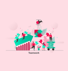 Teamwork Web Concept Design In Flat Style Team