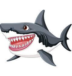 A Cartoon Of Great White Shark With Big Teeth