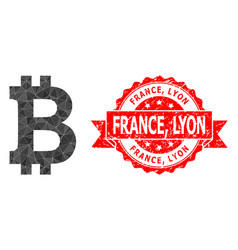 Grunge France Lyon Seal And Bitcoin Low-poly