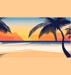 Tropical Beach With Palm Trees And Sea Art