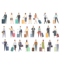 Business Trip Icons Set Cartoon Travel