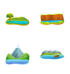 Lake Icons Set Cartoon Various Beautiful