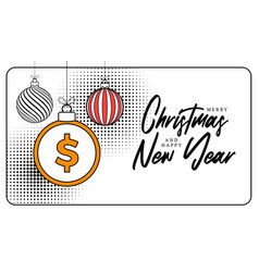 Money Christmas Greeting Card In Trendy Line