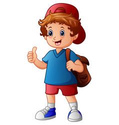 Cute schoolboy cartoon Royalty Free Vector Image