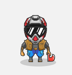 Cute Motocross Biker Rider Character Simple