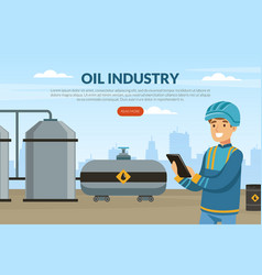 Oil Or Petroleum Industry Landing Page With Man