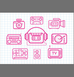 Retro Technology Icons Set Multimedia Icon