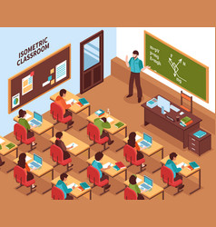 School Classroom Lesson Isometric Poster