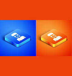 Isometric Nerd Geek Icon Isolated On Blue