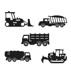 Construction Truck Vehicles Isolated Silhouette