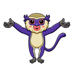 Cute Mona Monkey Cartoon Raising Hands