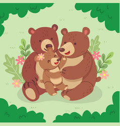 Flat Design Bear Family