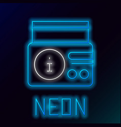 Glowing Neon Line News On Radio Channel Icon