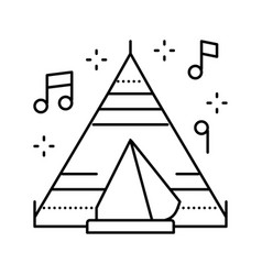 Tent On Music Festival Line Icon