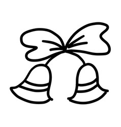 Bells Christmas Bow Doodle Line Element Icon