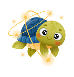 Cute Turtle Astronaut Floating In Outer Space