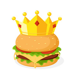 King Burger Cartoon Wearing Crown Isolated