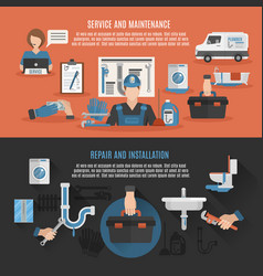 Plumbing 2 Horizontal Banners Composition Poster