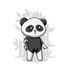 Small And Cute Panda With Sword