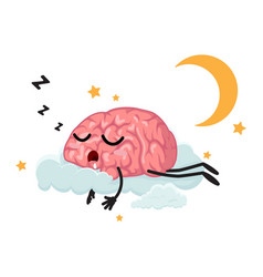 Cute Sleeping Brain Cartoon Isolated On White