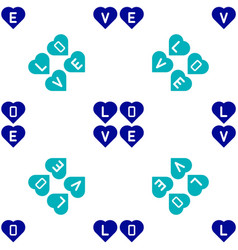 Blue Love Text Icon Isolated Seamless Pattern On