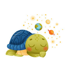 Cute Sleeping Turtle Astronaut Adorable Baby