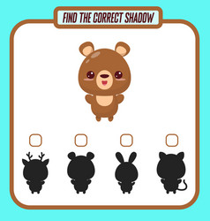 Find The Right Shadow Cute Cartoon Bear